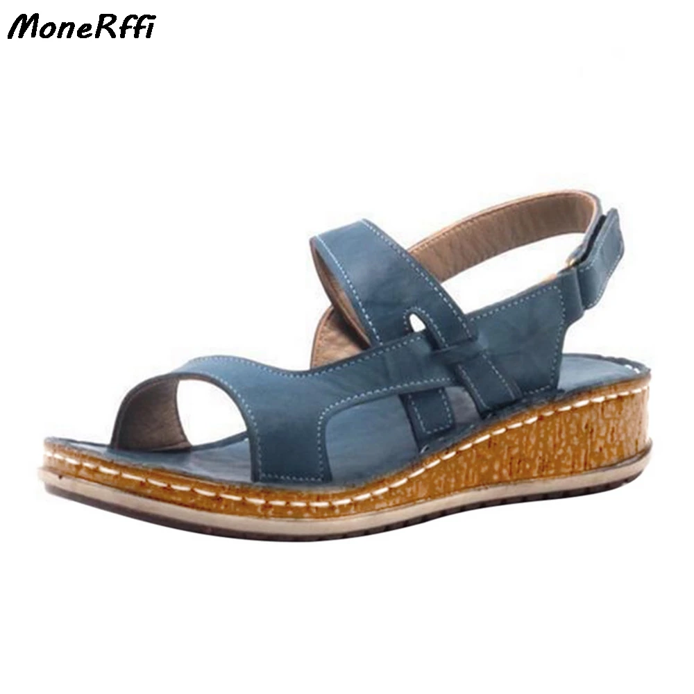 

New Summer Women Sandals 3 Color Stitching Sandals Ladies Open Toe Casual Shoes Platform Wedge Slides Beach Shoes