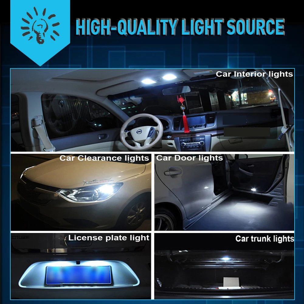 10x 5w5 LED Auto Lamp Canbus Car Interior Light W5W T10 Bulb for Chevrolet Niva Cruze Lacetti Aveo Volvo XC60 XC90 XC70 S60 S80 - купить по