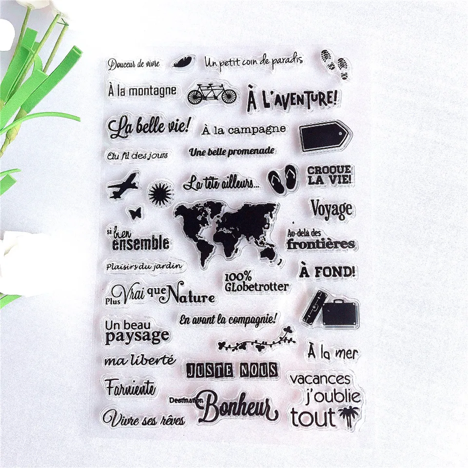 11*16 французские дорожные прозрачные штампы для рукоделия скрапбукинга