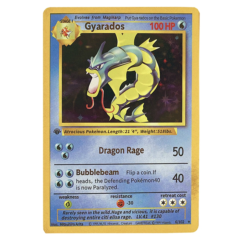 Juego de 10 tarjetas coleccionables de pokemon 1999, tarjetas de primera generaci&oacute;n, Charizard Raichu Mew Vulpix Venusaur-2