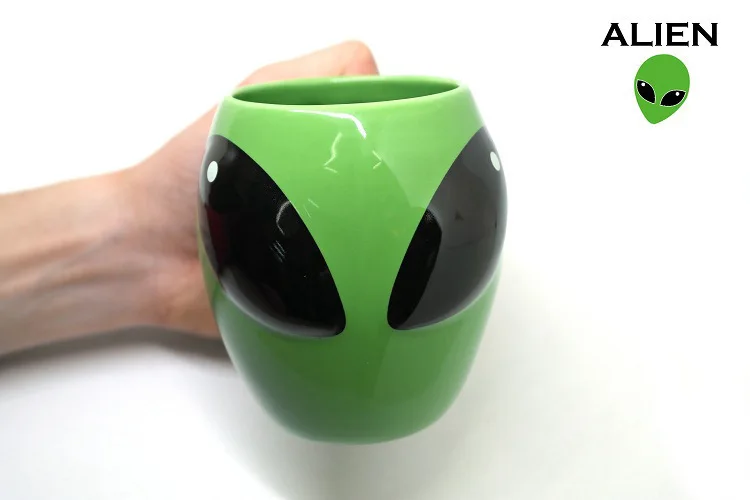 

green Alien ceramic mugs birthday gift funny coffe cup