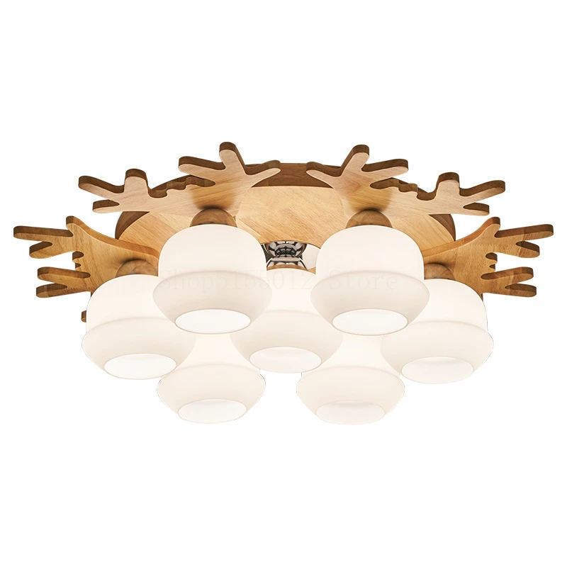 

Nordic Wood Lamp Ceiling Light Children's Bedroom Led Lights Living Room Home Decor Lighting Creative Antler Ceiling Chandelier