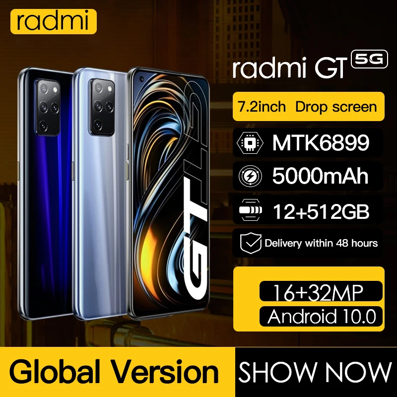 Оригинальный Radmi GT Смартфон Android 10 128 ГБ глобальная Версия смарт телефонов
