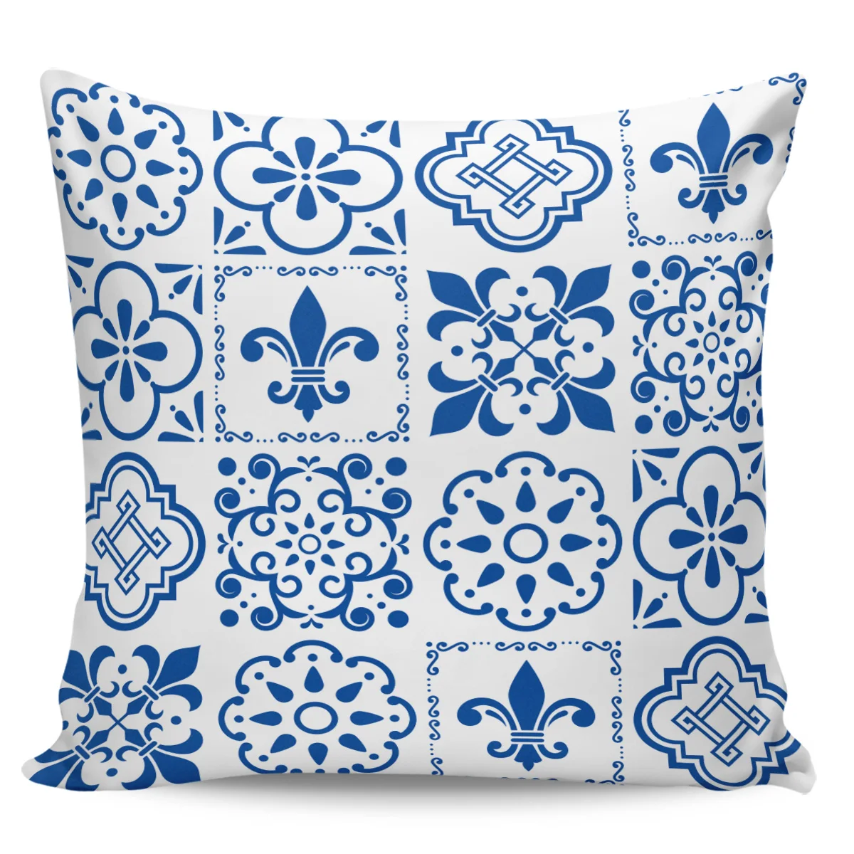 Синий узор плитка резные украшения обои синий и белый пледы Наволочки