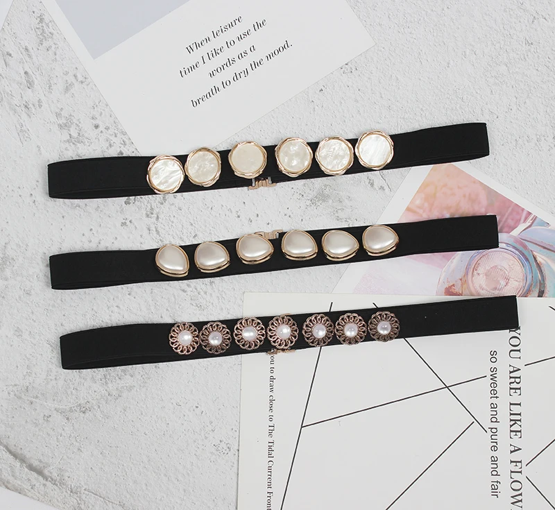 

Stylish Spring/summer Minimalist Elastic Metallic Waist Chain with Loose Gold Belt Women's Fine Decorative Dress Belt