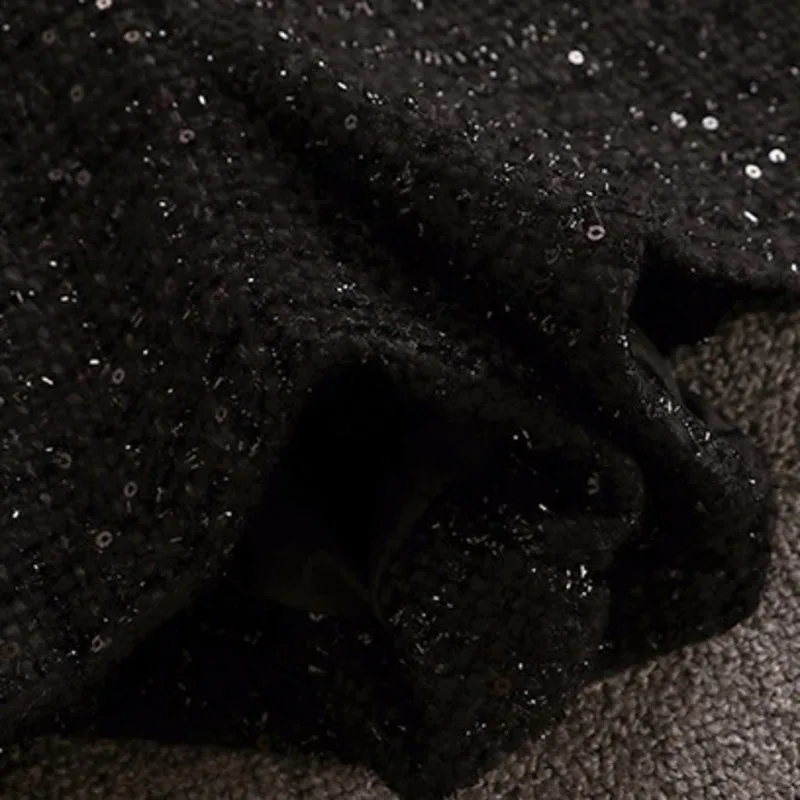 

Spring Autumn Jumpsuit New Women Korean Vintage Long Sleeve Slim Waist Sequined Woolen Tweed Playsuits Wide Leg Shorts Rompers