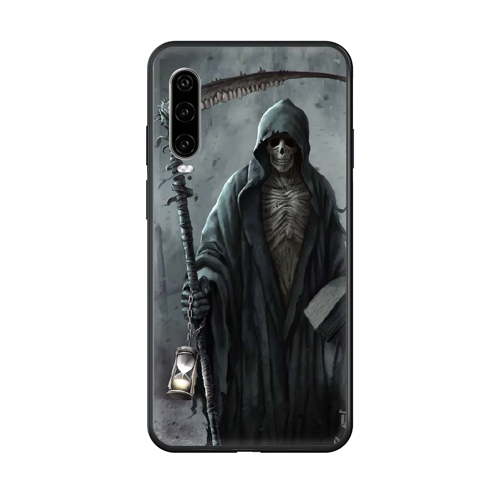 

Grim Reaper Sickle Phone case For Huawei P 30 10 20 40 Lite Smart Z Pro 2019 black hoesjes pretty bumper painting back tpu Etui