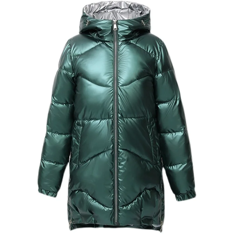 

Зимние свободные однотонные парки, женские модные длинные пальто из искусственной кожи, Женская пушистая стеганая куртка, хлопковая верхня...