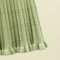 green Осенние вязанные длинные юбки трапециевидной формы с эластичным поясом, плиссированные юбки до середины икры, Длинные вязаные зимние юбки - Цвет: green