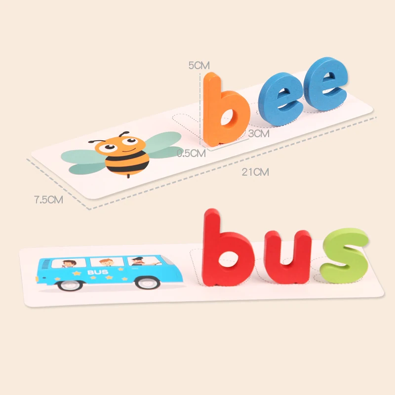 

Children Puzzle Wooden Spelling Word Kids Letter Games Kindergarten Teaching Aids English Alphabet Learning Educational Toys