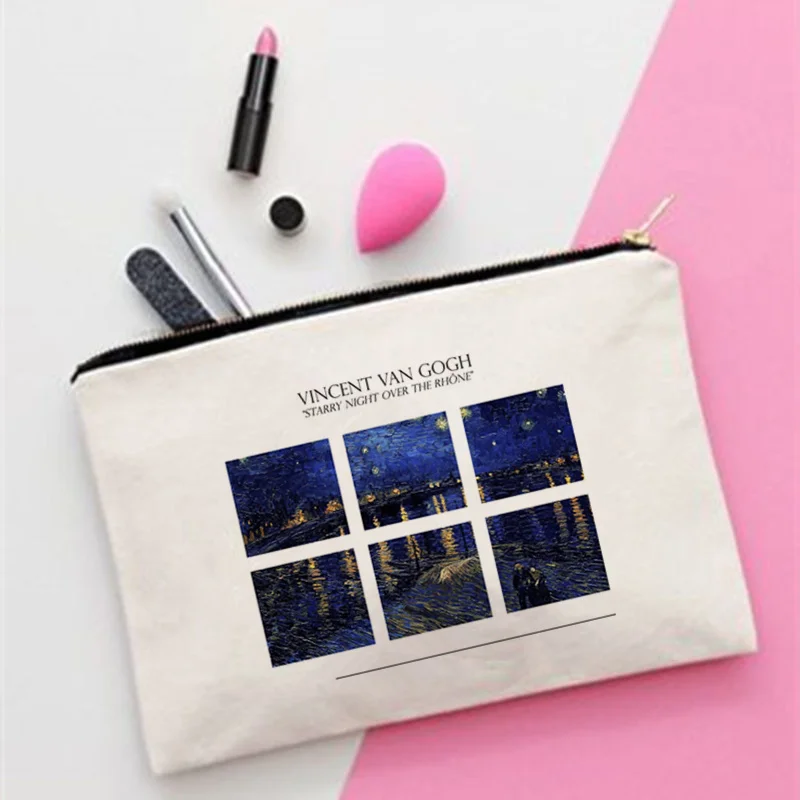 

2021 модная женская косметичка с художественным принтом Ван Гога, женская сумка-Органайзер для путешествий, красочная сумка для хранения для ...