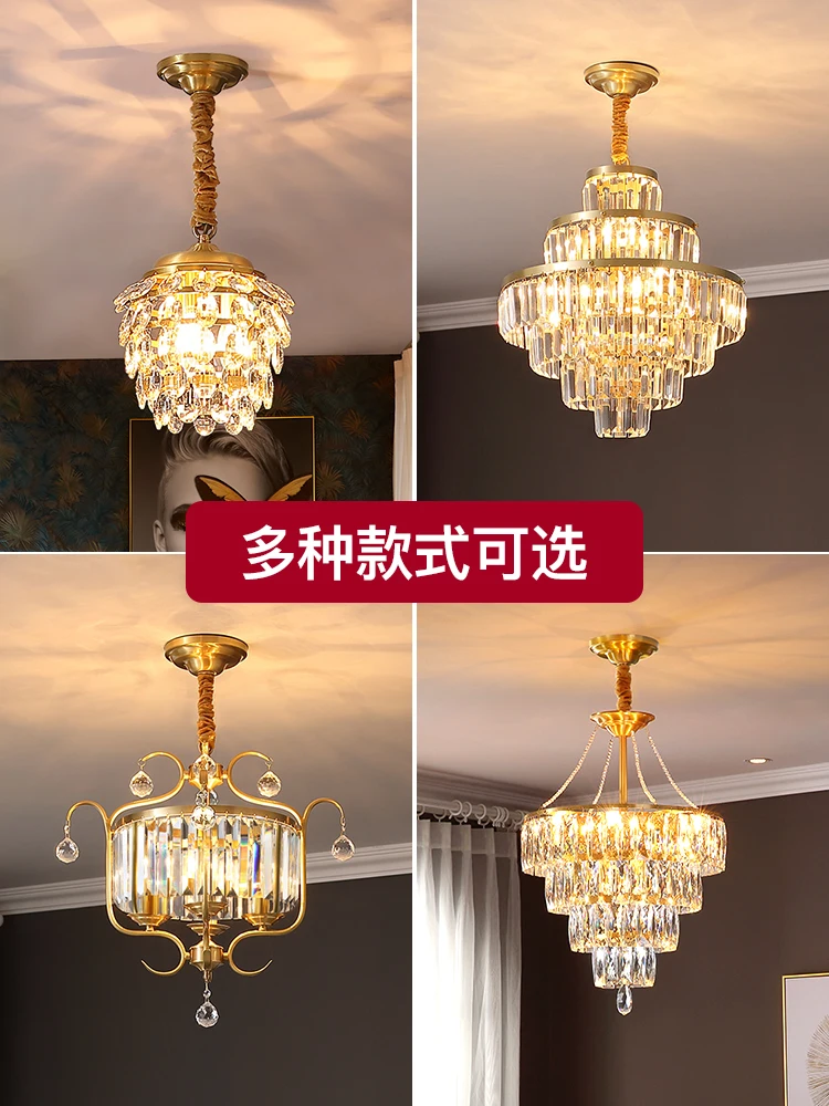 Декор для бара столовой медная хрустальная люстра лампа с подвеской хрустальное