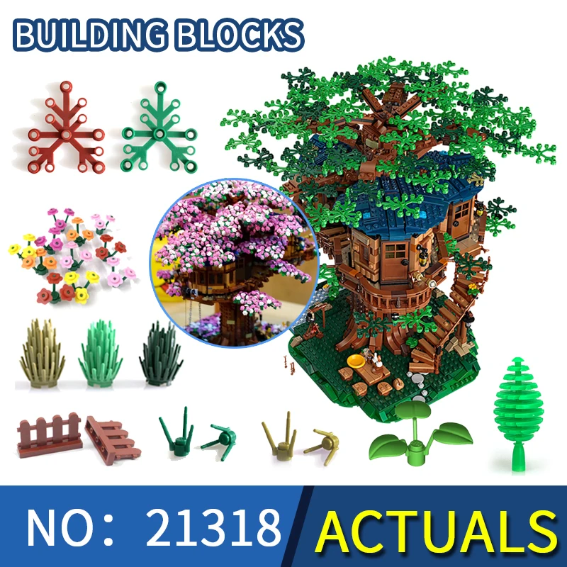 MOC Сакура дом на дереве совместим с Legoeds серии 21318 строительные блоки кирпичи