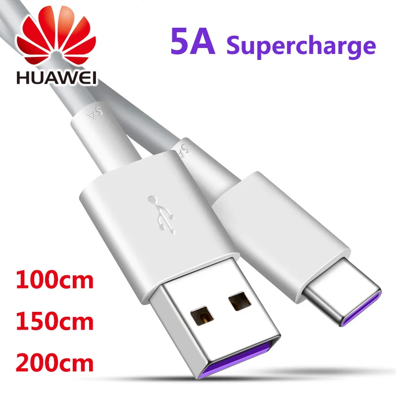 Оригинальный USB-кабель Huawei 5 А суперзарядный типа C 1/2 м для P40 P30 P20 Mate 30 20 Pro быстрая