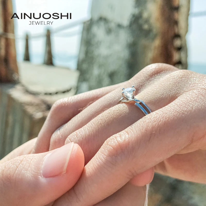 

Кольца AINUOSHI из серебра 925 пробы с мусанитом карат