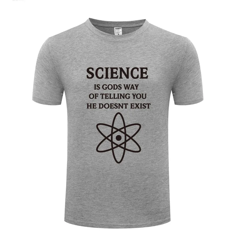 Футболка мужская хлопковая с забавным изображением науки и богов-атеизма