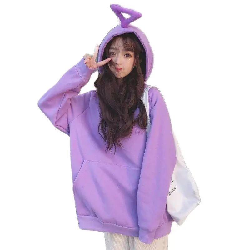 

Harajuku Kawaii Teletubbies for Pocket Hoodie Schoolgirl Cute Clothes Spring Autumn Plus Size Loose Pullover Hooded Sweatshirts
