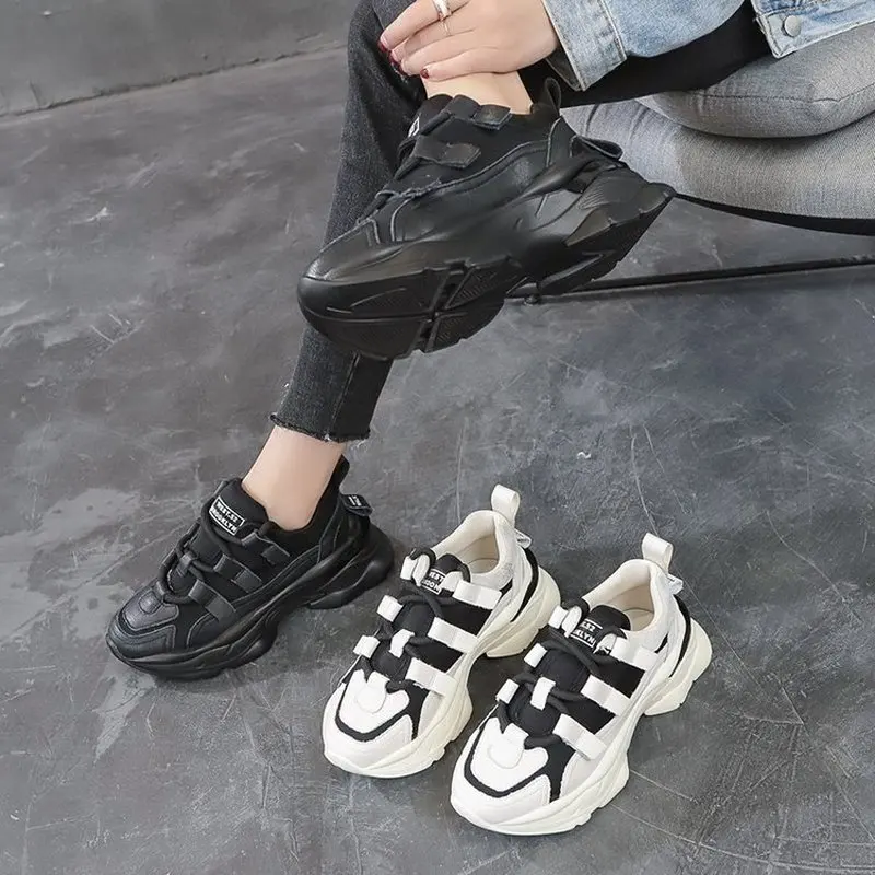 

2021 Spring New Women Casual Shoes Leather Platform Breathable Mesh Men Sneakers Ladies Trainers Tenis Zapatos Mujer Size 35-44