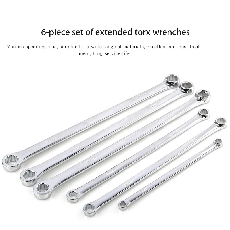 

6 Pcs Extra Long Double Ring Box End Spanner Aviation Wrench Set Strong Power Less Effort Metric 8mm-21mm