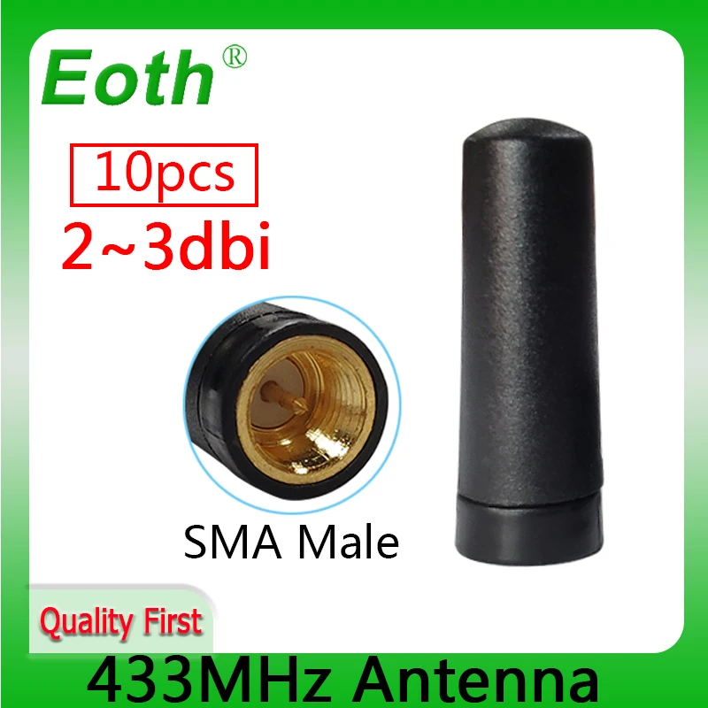 EOTH 10pcs 433mhz antenna 2~3dbi sma male lora antene pbx iot module lorawan signal receiver antena high gain