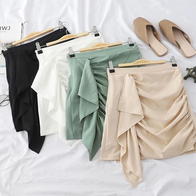 Heliar необычная шелковистая юбка трапеция с высокой талией повседневная Женская