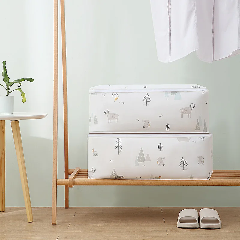 

Household super large plastic clothing storage and finishing bag with cotton quilt moisture proof moving luggage packing bag