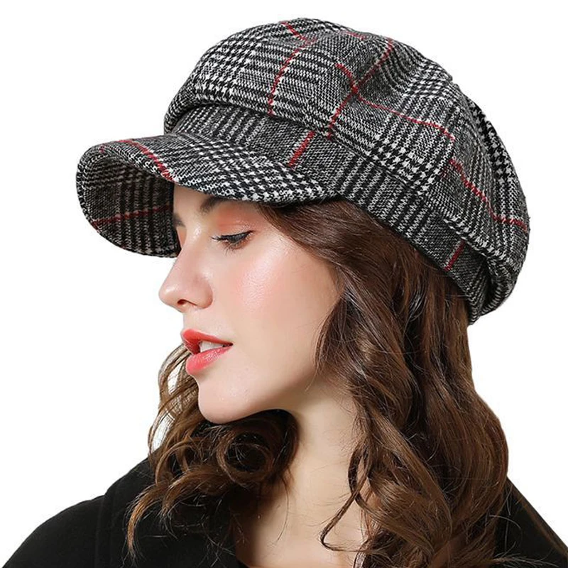 

Men Women Soft Tartan baker boy Hats Plaid Fiddler Newsboy Caps Outdoor Winter Warm Travel adjustable US Size 7 1/8 UK Size M