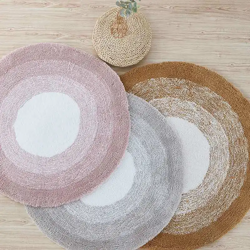 

Nordic Thick Round Shaggy Carpet Livingroom Home Fluffy Rugs For Bedroom Computer Chair Floor Mat Soft Piano Carpet