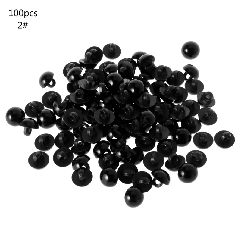 

100x Black Shank Button DIY Sewing Eye Shirt Doll DIY Craft 9/10/11.5/12.5/15mm R9JD