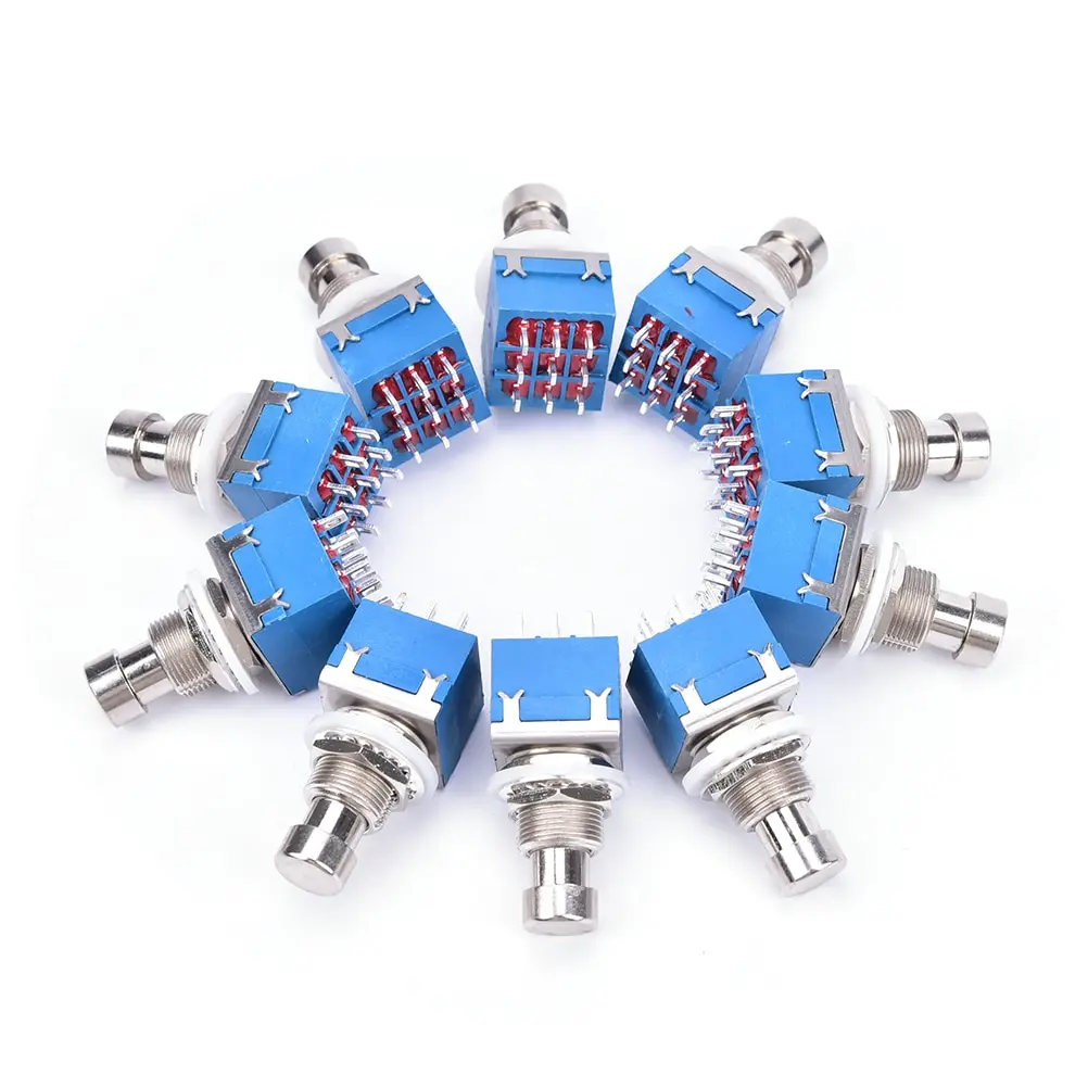 

New 10Pcs 9-pin 3PDT Guitar Effects Pedal Box Stomp Foot Metal Switch True Bypass