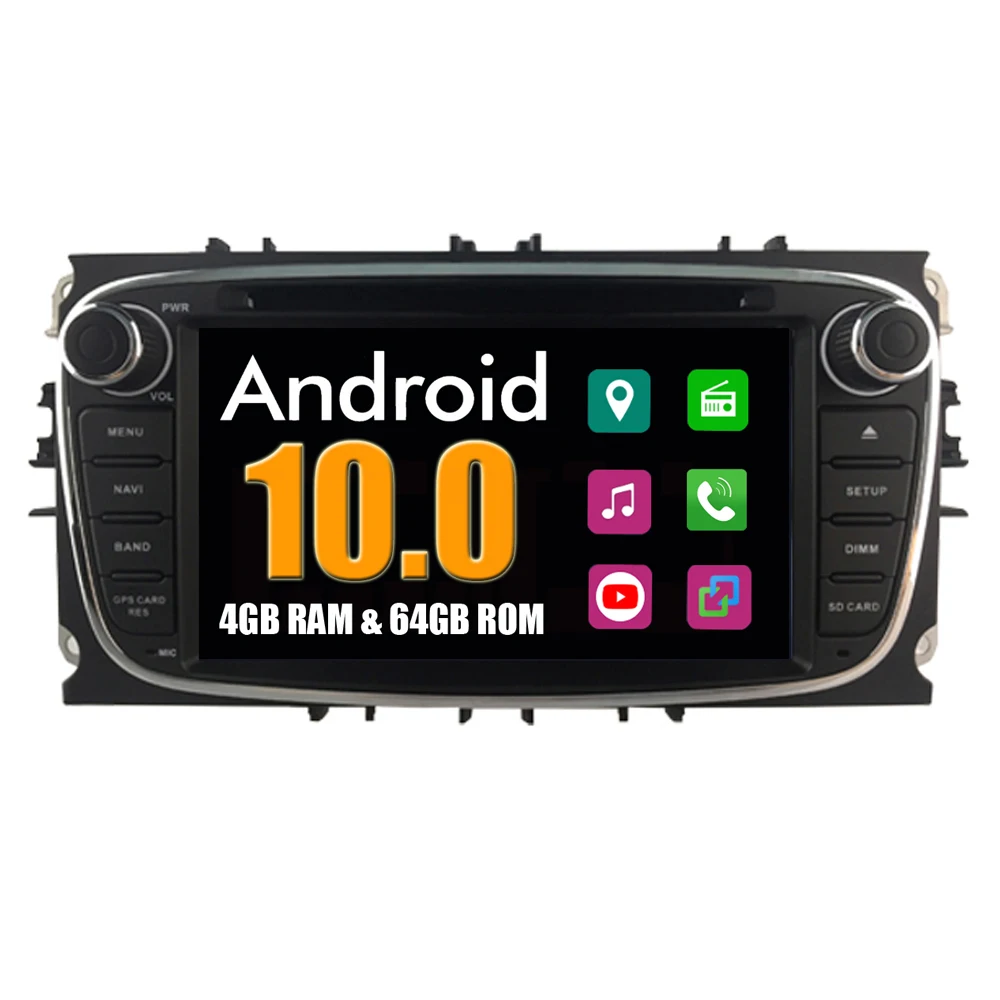 Автомагнитола для Ford Focus 2 мультимедийный плеер на Android 10 с GPS радио Bluetooth Mondeo Kuga S max