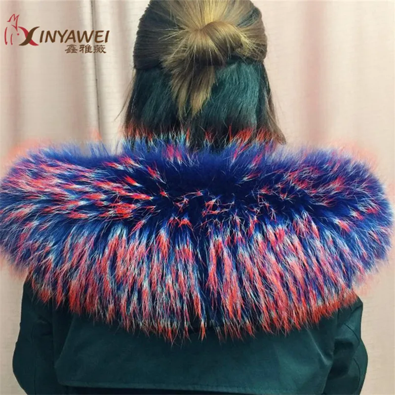 100% натуральный меховой воротник для парки пальто роскошный Теплый енот шарф