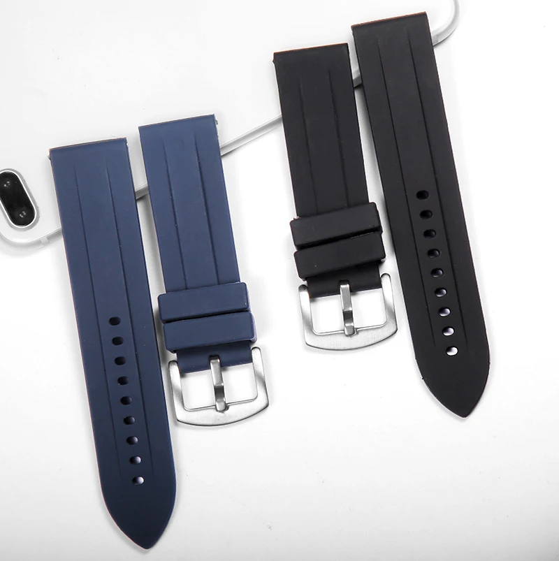 Ремешок для часов из силиконовой резины мужчин синий черный 23 мм