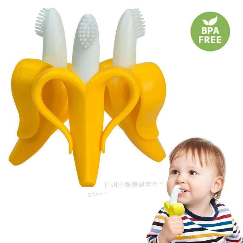 

Silicone Baby Teether Toys BPA Free Safe Banana Teething Ring Toddler Chew Dental Care Toothbrush Nursing Beads Gift For Kids