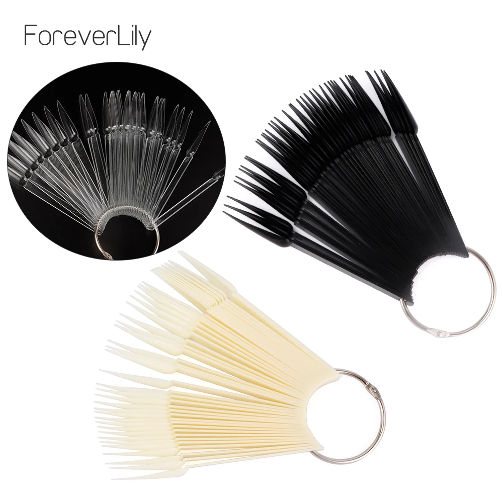 40 шт. белый/прозрачный/черный острый Веерообразный дизайн ногтей накладные Типсы