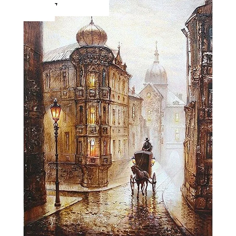 Old London Street Paint By Numbers Coloring Hand Painted Home Decor Kits Drawing Canvas DIY Oil Painting Pictures By Numbers