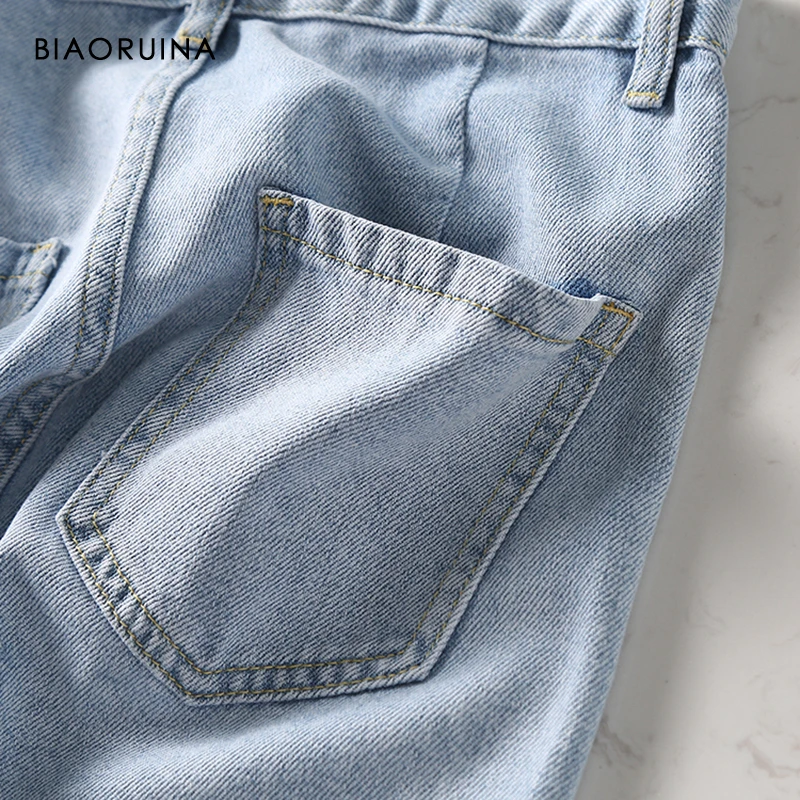 

Женские отбеленные шорты BIAORUINA с высокой талией, летние повседневные шорты с кисточками на подоле, новое поступление