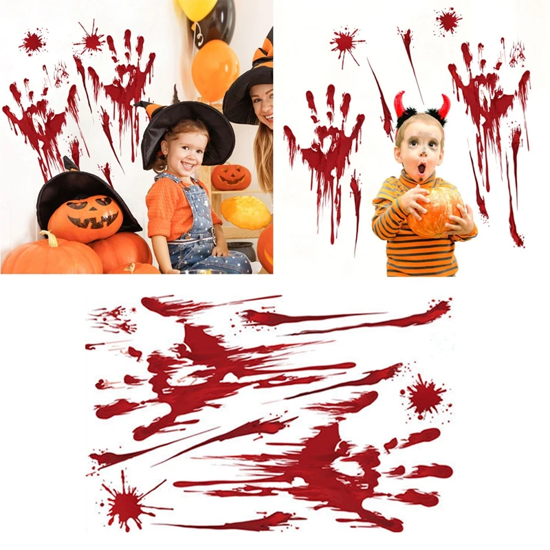 AC86 1 шт Хэллоуин наклейки на стену украшение страшная кровь ноги и руки вечерние