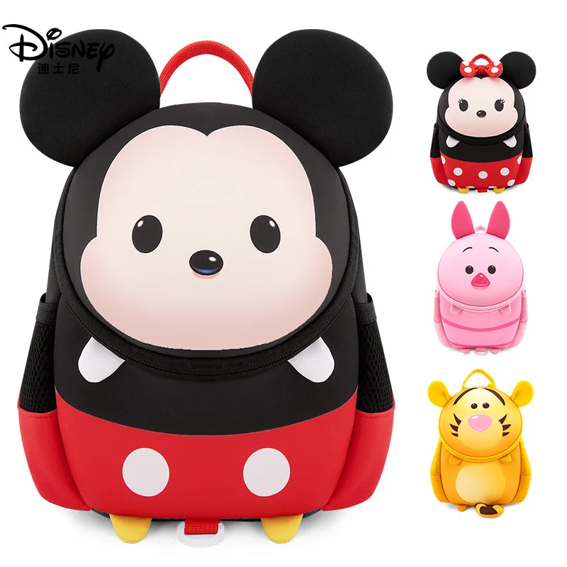 

Детские школьные ранцы Disney с Микки Маусом, милый мультяшный Детский рюкзак с упряжкой для мальчиков и девочек, дорожная Детская сумка