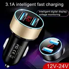 Универсальное автомобильное зарядное устройство с цифровым дисплеем, автомобильное зарядное устройство 3,1 а с двумя USB-портами для быстрой зарядки телефонов Xiaomi, iPhone 12, 11 Pro, Huawei