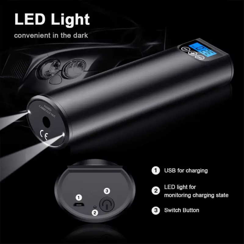 Comprar Inflador De Neumáticos Recargable, Bomba De Aire Inalámbrica, Compresor Digital, 12V, 150PSI, Portátil, Para Coche, Bicicleta, Bolas