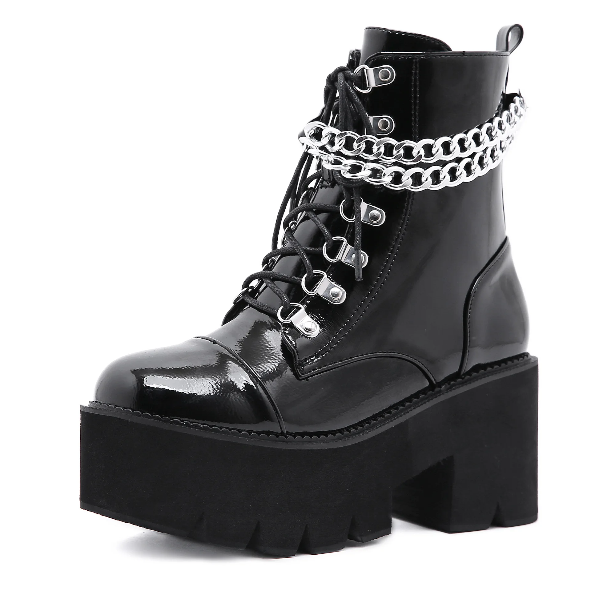 

Spring Autumn Of 2020 Martin Boots European And American New Chain Thick Bottom Waterproof Platform Thick High Heels Booties
