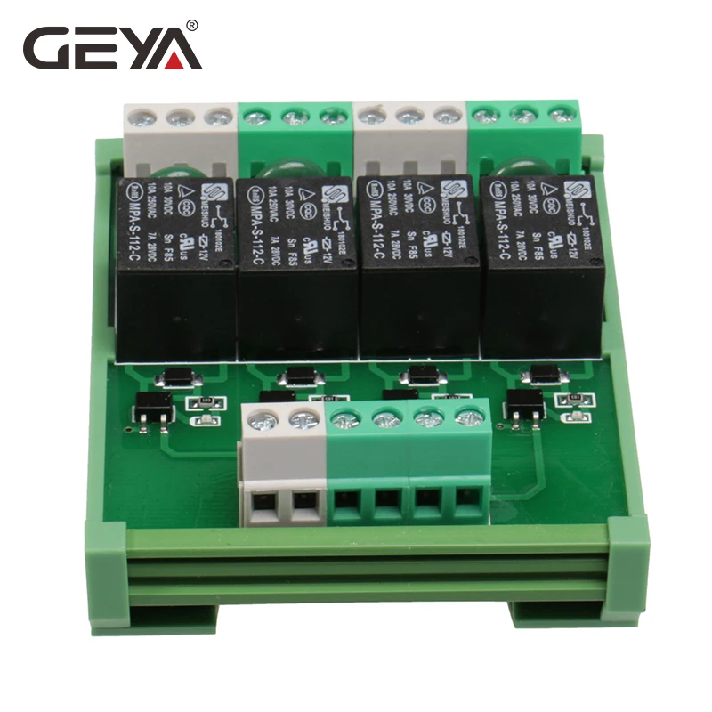 GEYA 4 Канальный Релейный Модуль 1 SPDT DIN рейка крепление 12V 24V DC/AC Интерфейс