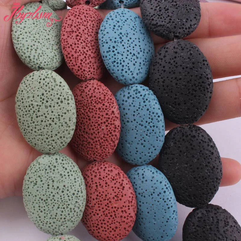 24x30mm Smooth Oval Bead Lava Rock Natural Stone Beads For DIY Necklace Bracelat Earrings Jewelry Making 15&quot Free Shipping | Украшения