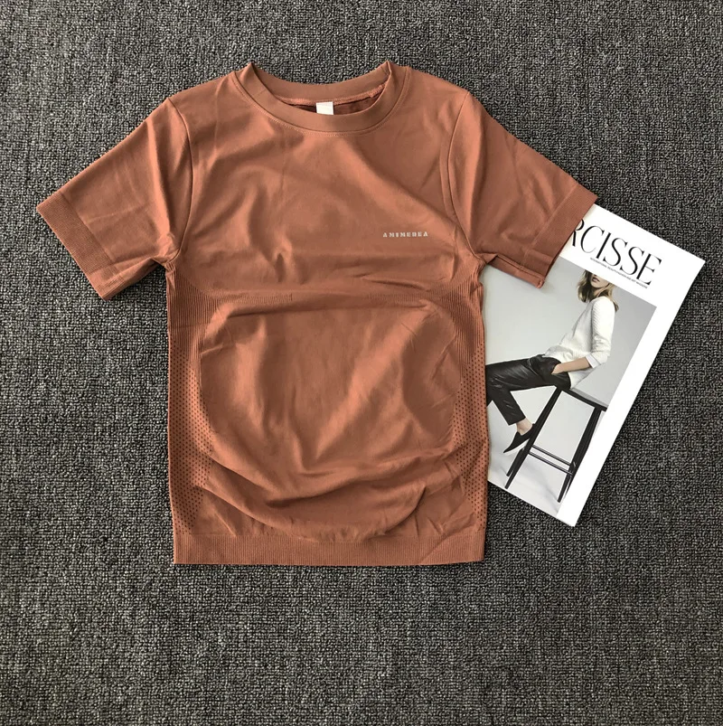 Новое поступление женская футболка для йоги с коротким рукавом дышащая