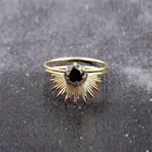 Набор золотых колец с черным фианитом круглой огранки обручальные кольца с черным камнем кольца с кристаллом для женщин ювелирные изделия подарки