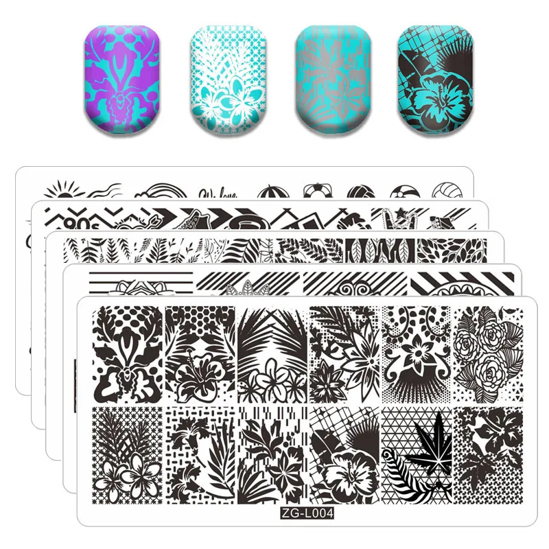 

5 шт. пластины для стемпинга 6x12 см пластина Мрамор геометрический Нержавеющая сталь пластина с изображениями для нейл-арта трафарет