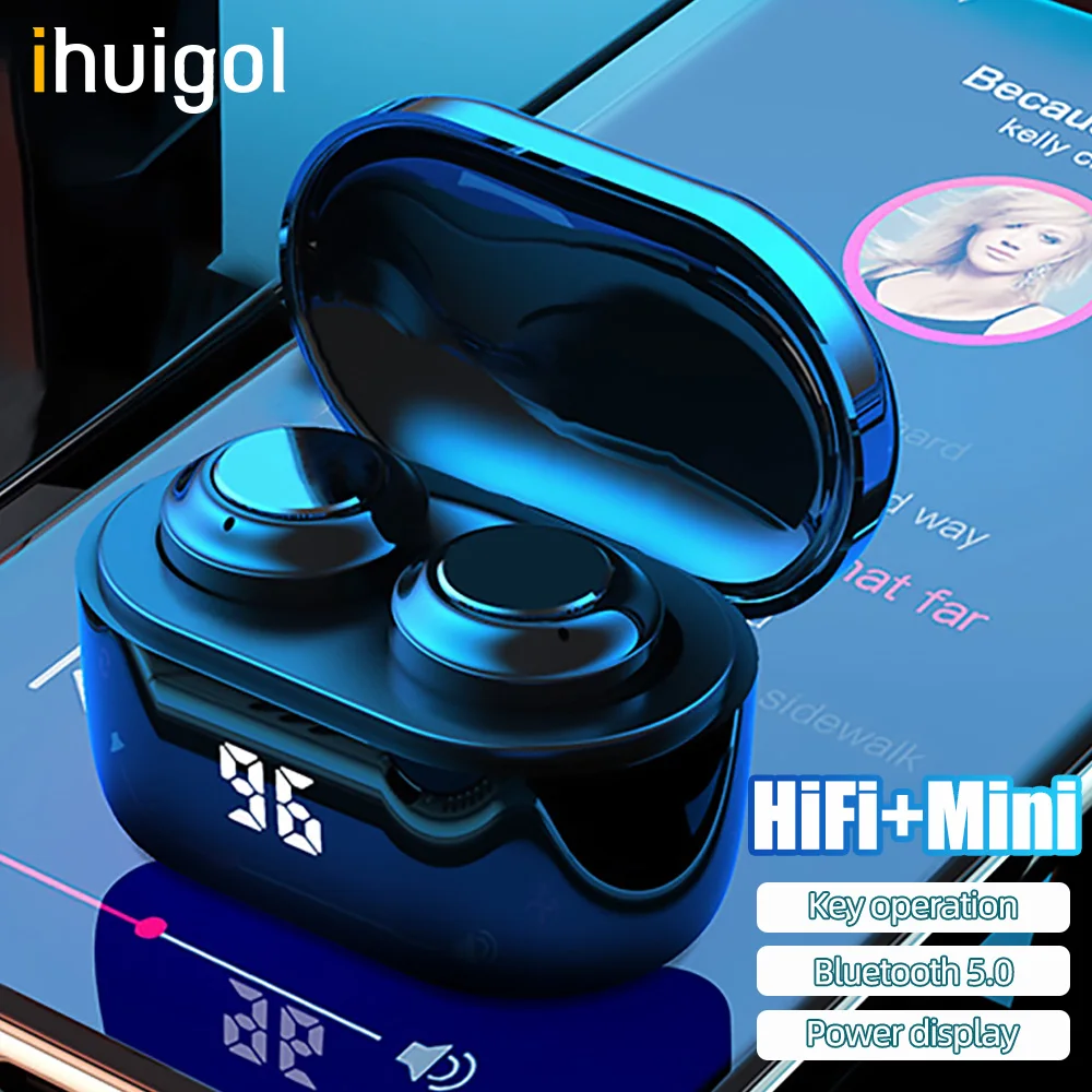 

ihuigol Bluetooth Earphones In-Ear TWS Headsets 5.0 LED Display With Mic Stereo Sport Gaming Headset Support iOS Android Phones