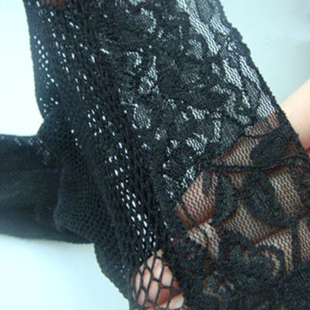 

Sexy Women Lace Top Tube Tights Thigh High Gothic Black White Fishnet Stockings Transparent Over Knee Stockings