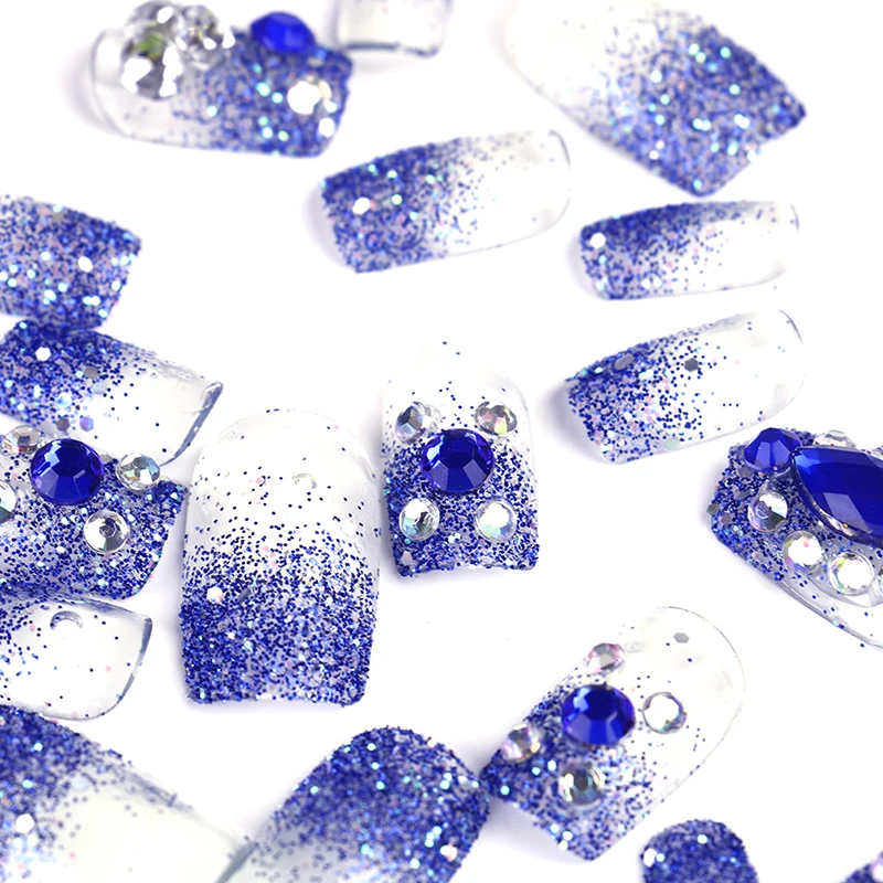 24 шт./компл. Стразы накладные ногти наклейки невесты нажмите на поддельные